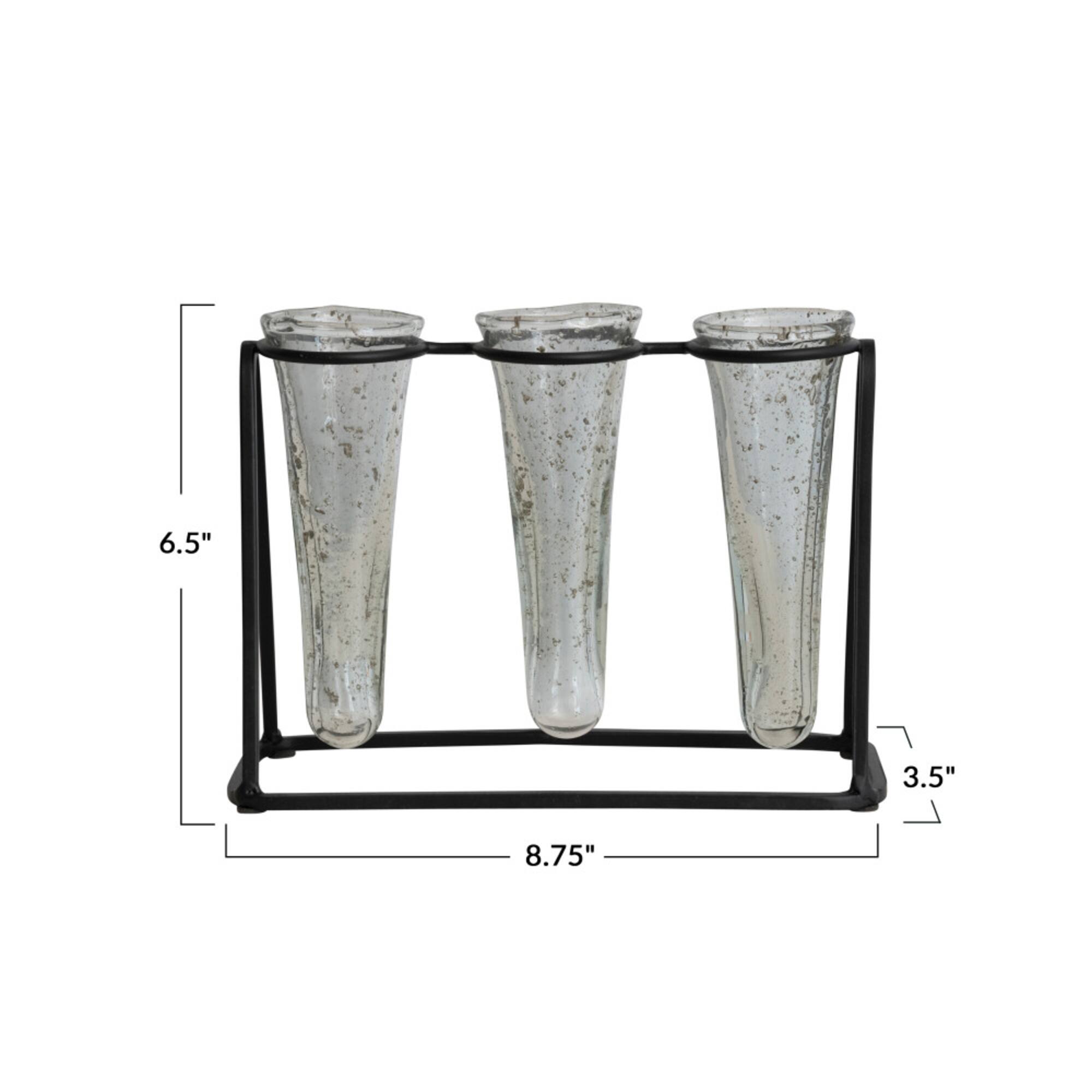 Hello Honey® Bloomingville 9" Test Tube Vases in Black Metal Stand